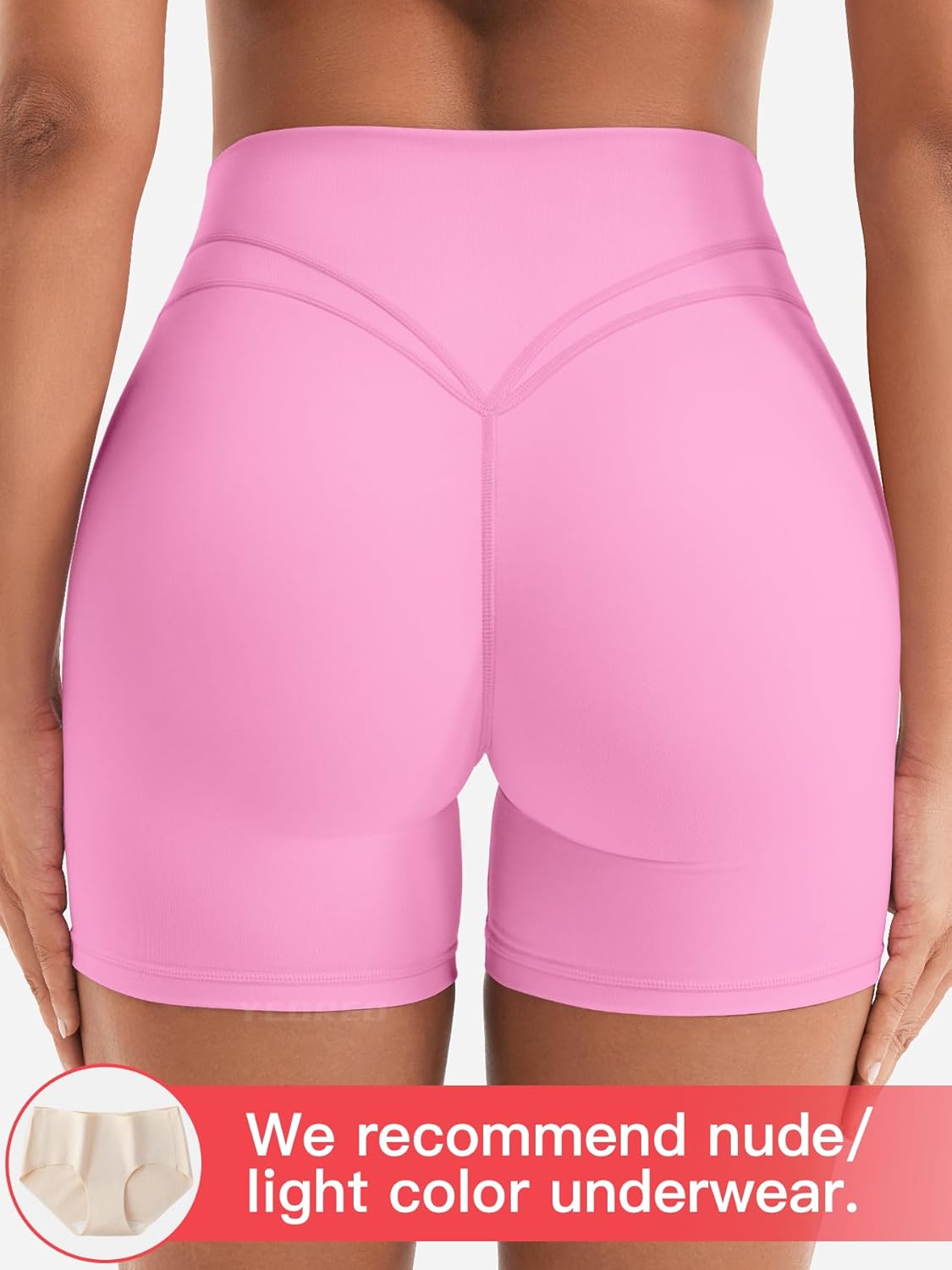 YEOREO High Rise Yoga Shorts - 4.5" No Front Seam Hidden Scrunch Biker Shorts for Women