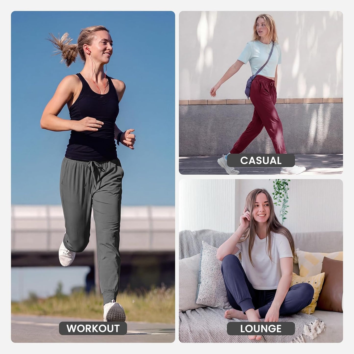 TNNZEET Women's Joggers - High Waisted Lightweight Sweatpants with Pockets | Tapered Leg Design
