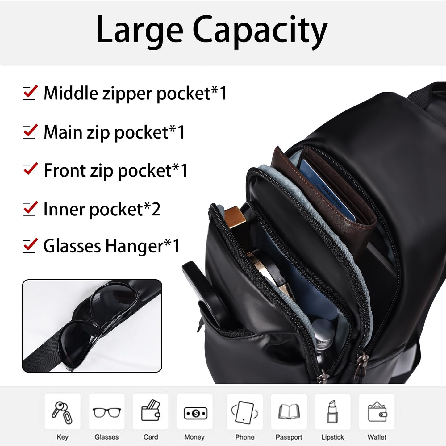 Sling Bag for Women and Men, Crossbody Bags Chest Bag Casual Cross Body Shoulder Bag Trendy Small Backpack for Women Men Travel Sports Running Hiking Walking Biking Outdoors