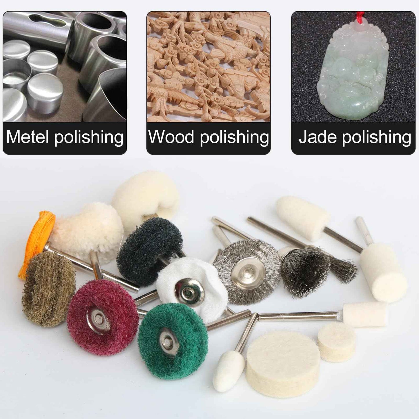 150 PCS Polishing Buffing Wheel for Dremel Polishing Kit, Abrasive Buffing Polishing Wheel Set for Rotary Tool Accessories, with 3mm Shank