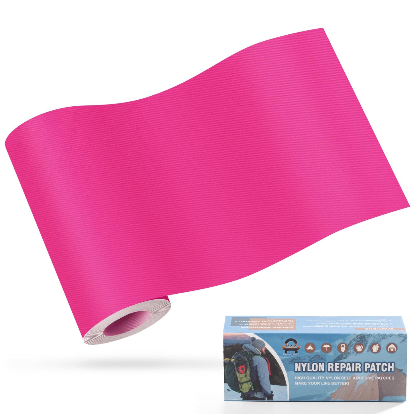OAZ 3.9 x 63 inch Nylon Repair Patches Nylon Fabric Patch Self-Adhesive Fabric Repair Tape Waterproof Lightweight Outdoor Gear Patch Kit for Down Jacket Clothing Tent Bag (Dark Pink)