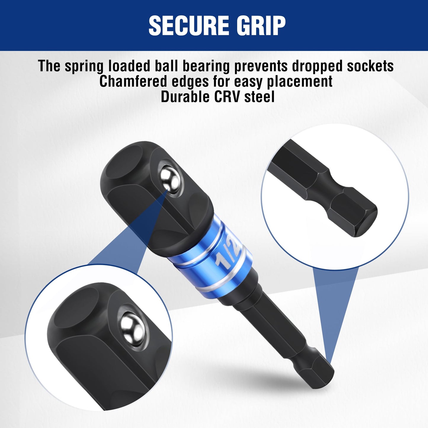 WORKPRO Impact Grade Socket Adapter Set (Basic/Swivel/Long), 1/4", 3/8", & 1/2" Drive, Extension Driver Bit With Case, for Power Drill to High Torque Impact Wrench, 9PCS