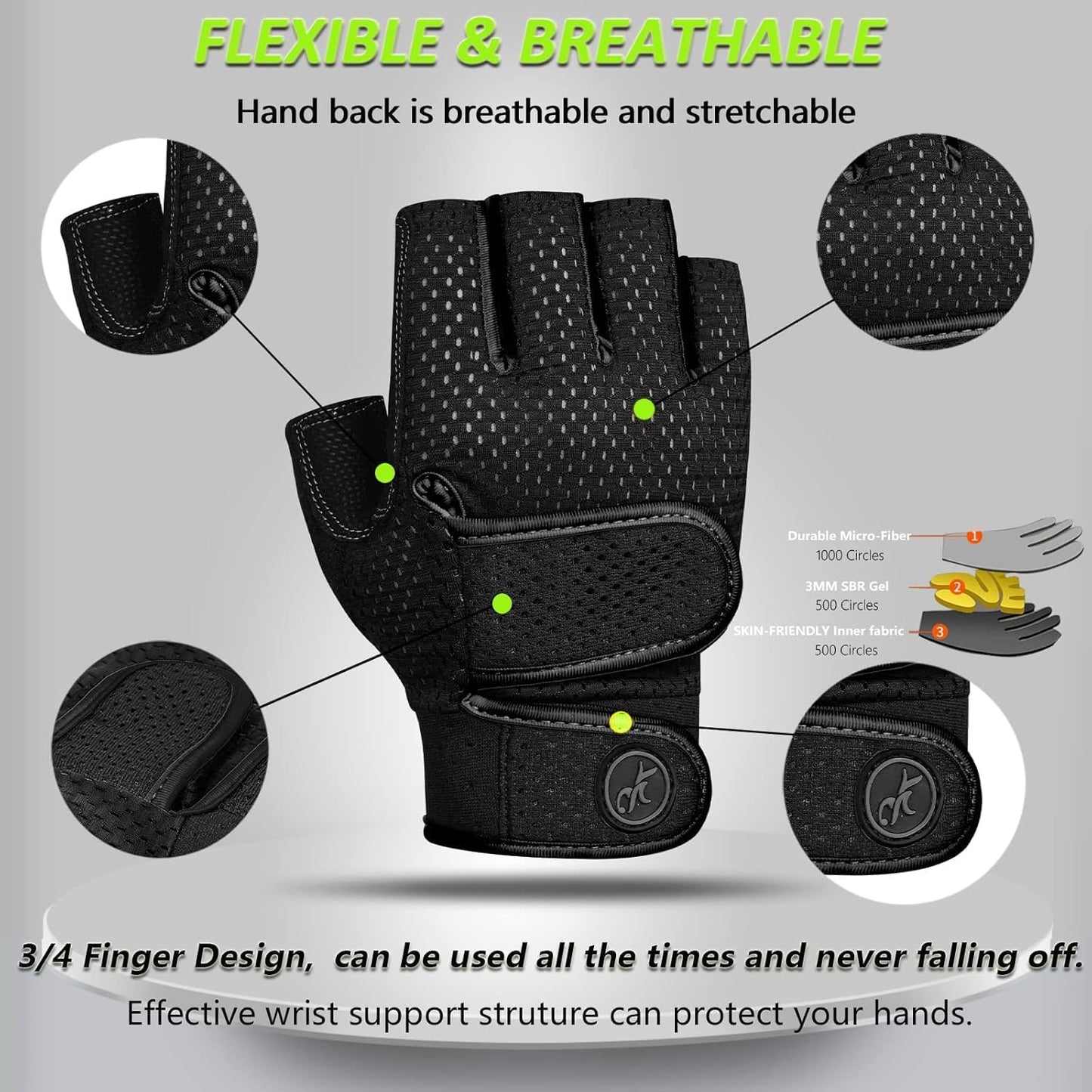 MOREOK Workout Gloves - Padded Fingerless Weight Lifting Gloves for Men & Women | 3MM Gel Grip for Gym Fitness