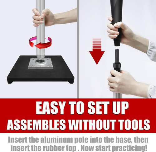 LOMGWAYS Baseball Batting Tee - Height Adjustable 23"-37" | Premium Portable Design with Removable Rubber Top