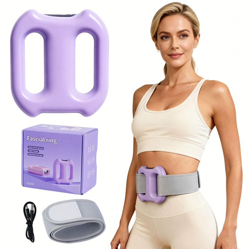 LCYPQPQ Upgraded Multifunctional Full-Body Fascia Ring - Compact Lightweight Fascia Massage Tool | Electric Wireless Mini Yoga Ring Massager with 8-Speed Adjustable (Purple)
