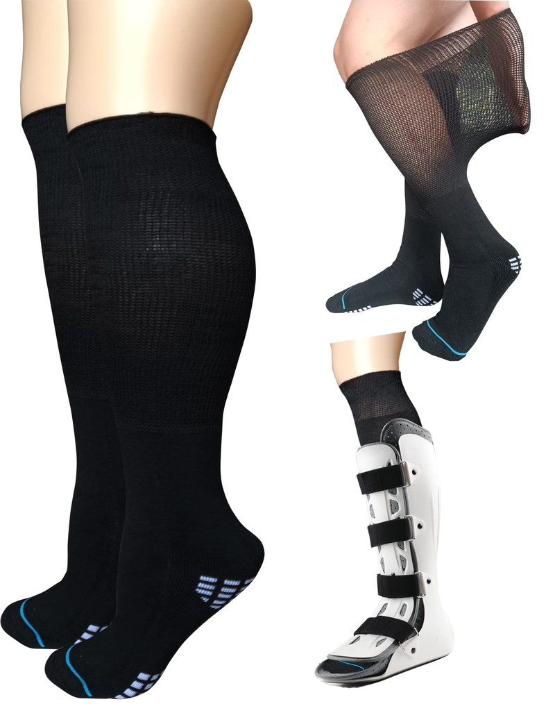 LORVVDE 2 Pairs Replacement Sock Liner for Orthopedic Cast Walking boot Air Cam Walkers, Under Air Cast Brace Surgical Broken Leg Toe Fracture boots