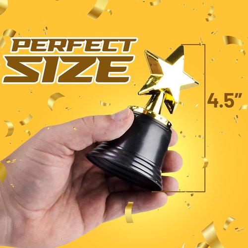 Bedwina Star Trophy Award - 4.5 Inch Gold Trophies for Kids & Adults | Perfect for Competitions & Events