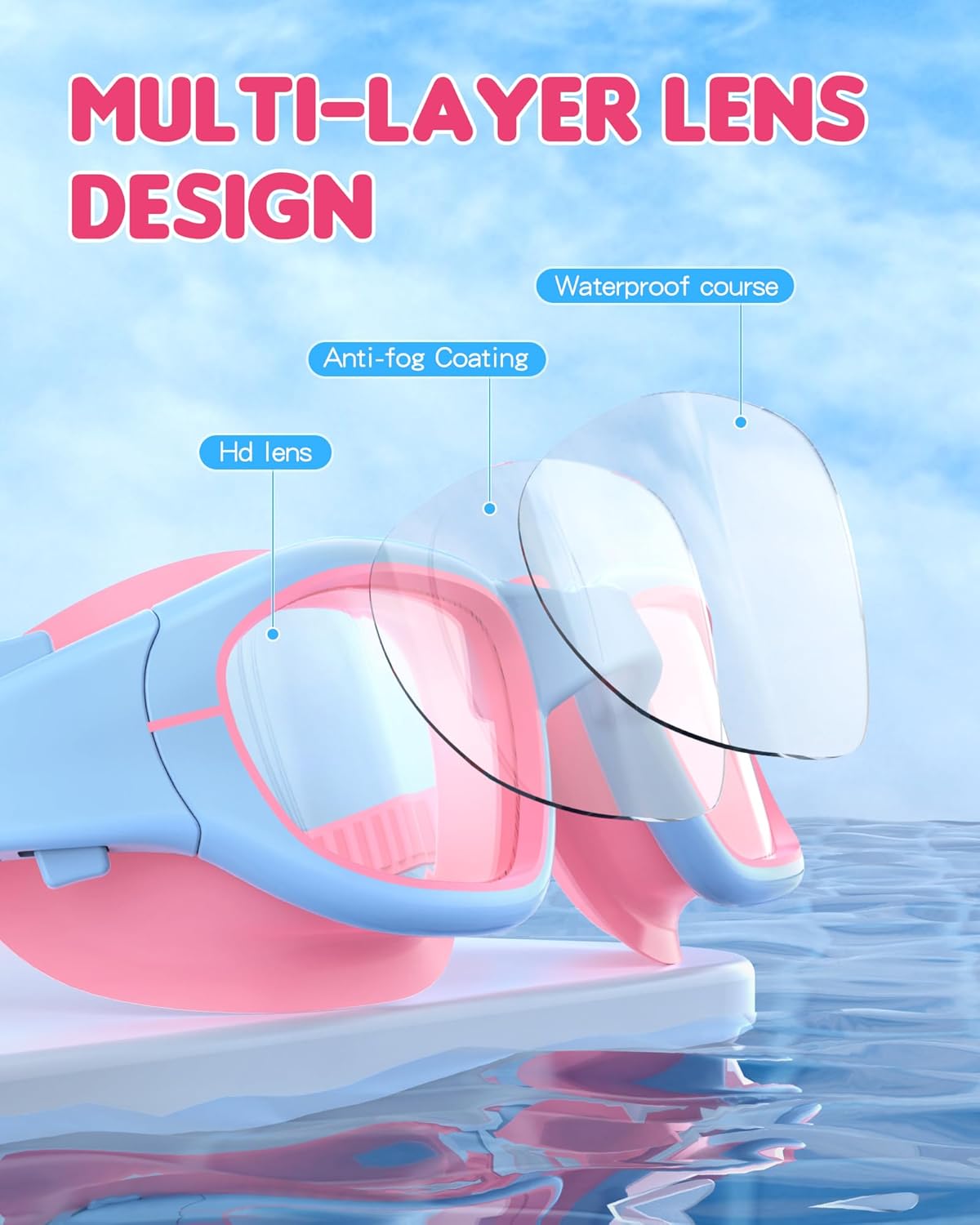 Skiennix Kids Swim Goggles - Anti-Fog UV Protection Glasses for Ages 6-14 | Perfect for Boys & Girls