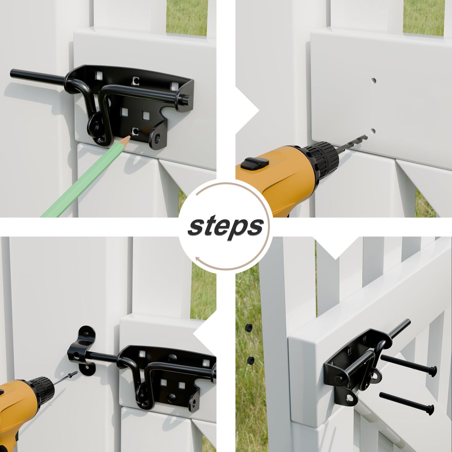 KABMOZ Slide Bolt Gate Latch,Wooden Fence Door Lock with Padlock Hole,Heavy Duty Hardware for Wooden Fence,shed Door,Yard Door,Barn Door,Outdoor Latch,Black (1, Black)