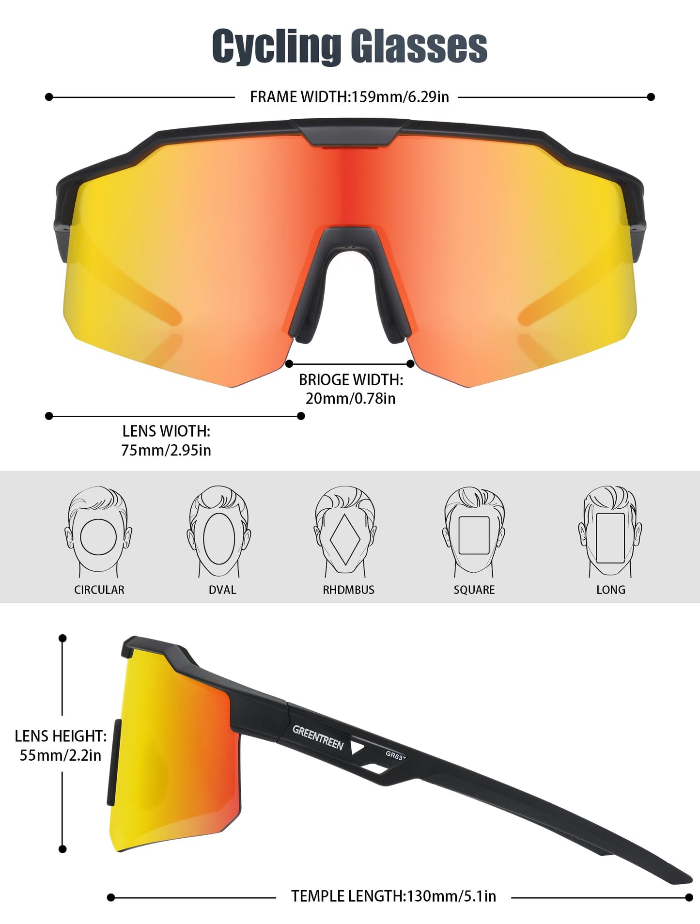GREENTREEN Sports Sunglasses for Men Women: Lightweight Frame Blocks Harmful UVA and UVB rays lenses -Ideal for outdoor running te pickleball Tennis and golf