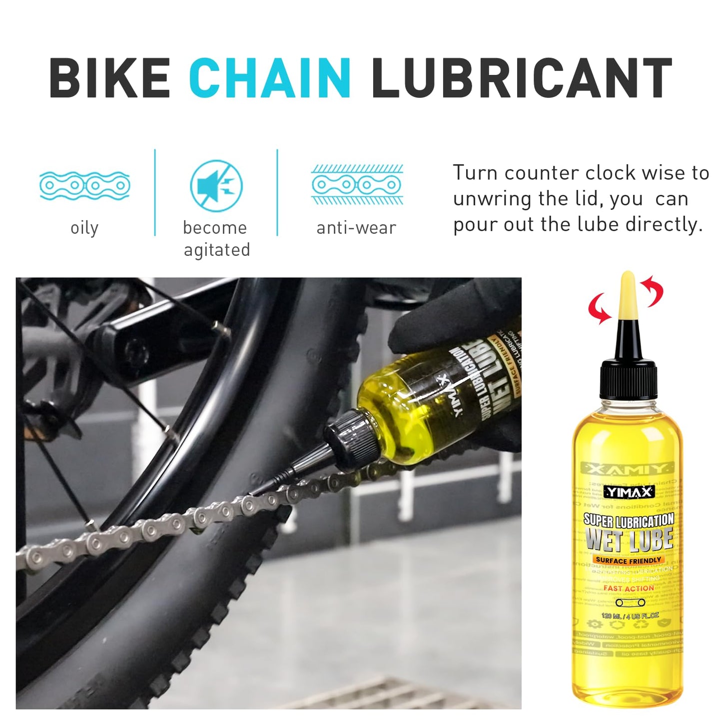 YIMAX Bike Cleaner, 500ML - Fast-Action, Biodegradable Bicycle Cleaning Spray 120ml Chain Lube Brushes And Sponge 8 In 1 Bicycle Cleaning Kit Safe on All Surfaces and Suitable for All Types of Bike.