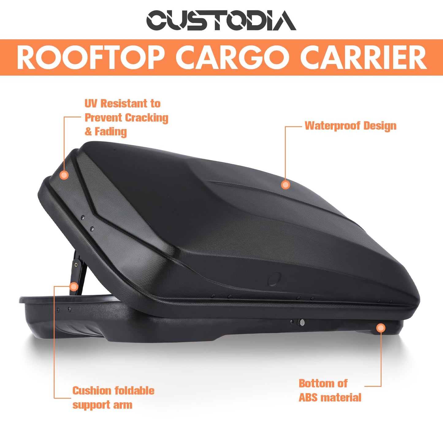 Rooftop Cargo Box, 13 Cubic Ft, for Family Travel and Road Trips, Black