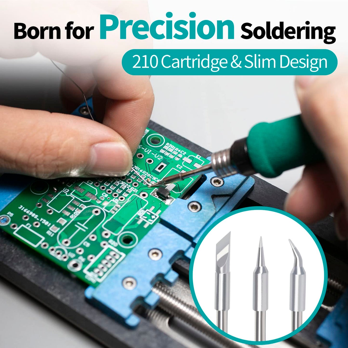 YIHUA 982 Precision Soldering Iron Station Kit with Digital LCD Display, 210 Soldering Tip Cartridge Compatible, Solder Wire Dispenser and, 4 Memory Channels, Auto Shutdown, Rapid Heating