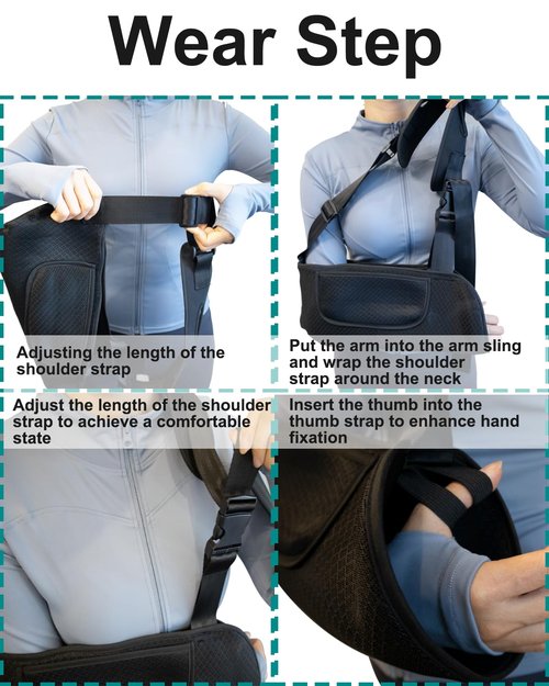 DouHeal Arm Sling, Upgraded Straps, Ultimate Comfort, Convenient Pocket, Arm Sling Shoulder Immobilizer for Shoulder Injury, Elbow Injury, Wrist Injury, Fractured Bones, Rotator Cuff Support (L)