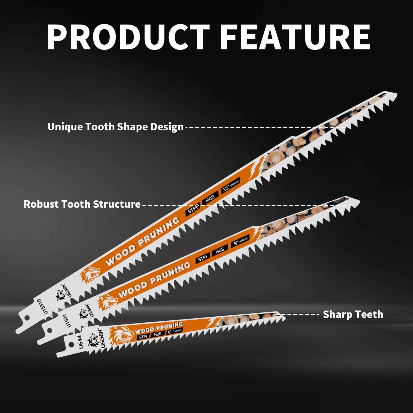 12-Piece Wood Pruning Reciprocating Saw Blade Set, Saw Blades Set, High Carbon Steel Pruning Blades for Tree, Wood and PVC Pipe Cutting