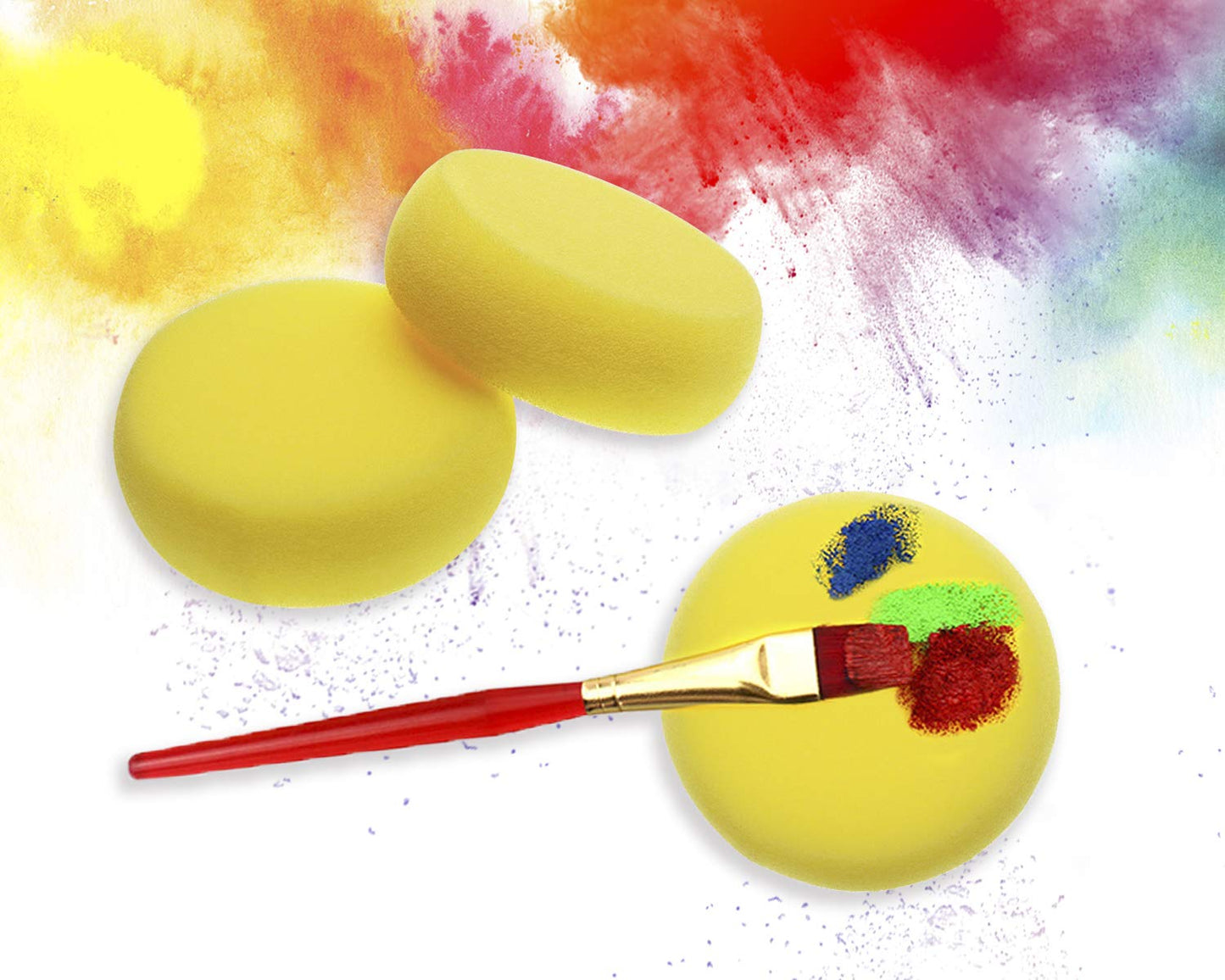 Penta Angel Round Sponges 6pcs 3inch Yellow Painting Sponges Synthetic Artist Sponge Watercolors Sponge for Art & Craft Pottery Clay Cleaning Ceramics Wall