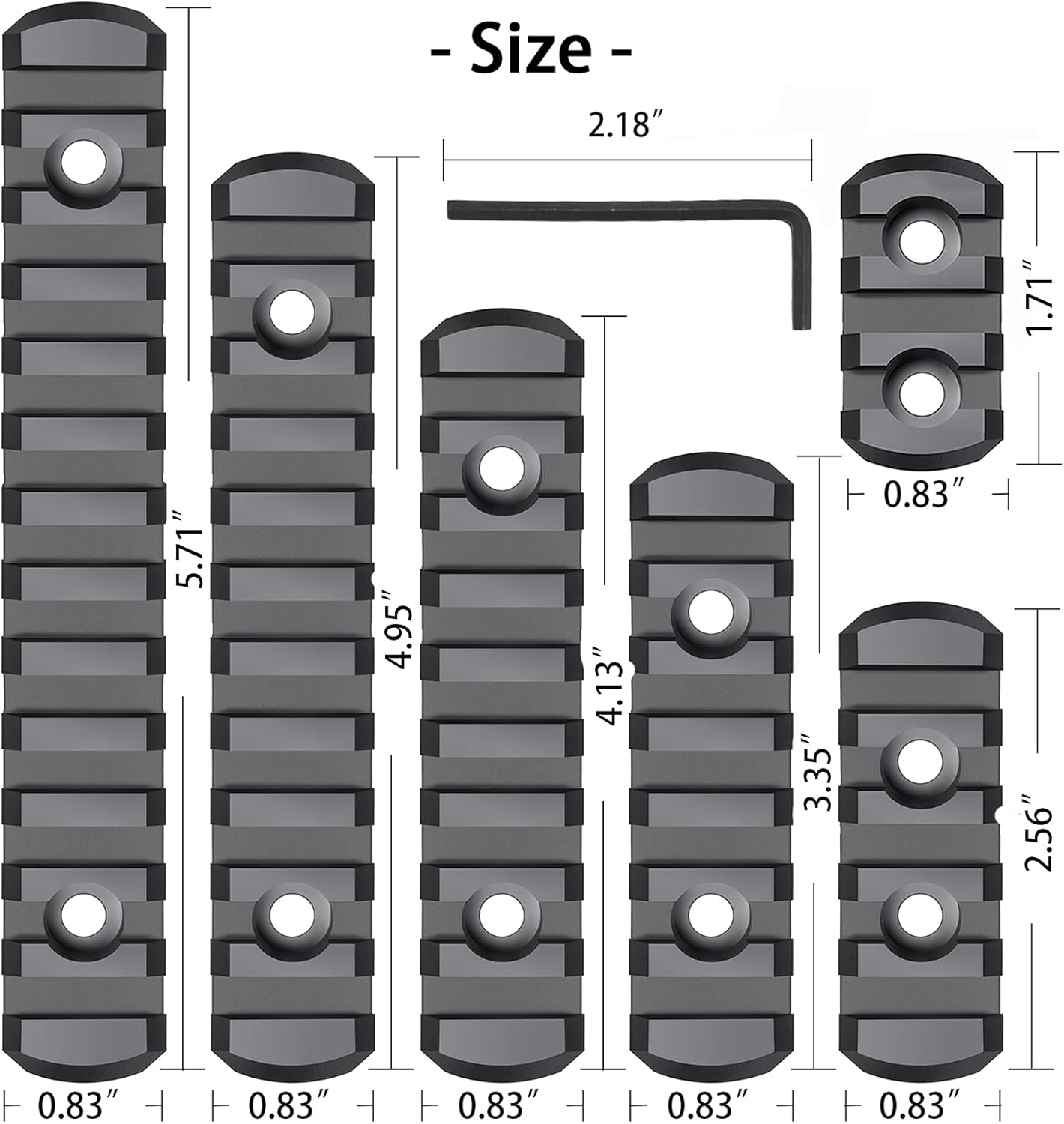 Picatinny Rail - Durable Polymer Accessory Rail with 3 to 13 Slots - Sleek Black Finish