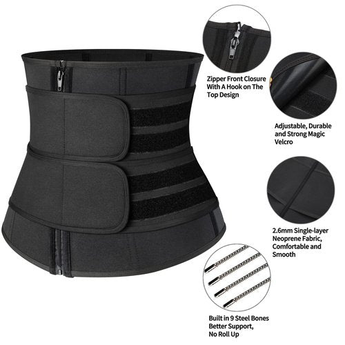KIWI RATA Mens Workout Waist Trainer Corset Neoprene Sauna Sweat Trimmer Cincher Belt Extra Belly Compression Belts