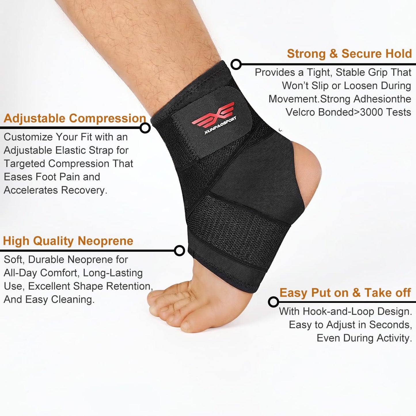 Vinaco Ankle Brace, 2 Pack Ankle Support for Sprained Ankle, Men & Women