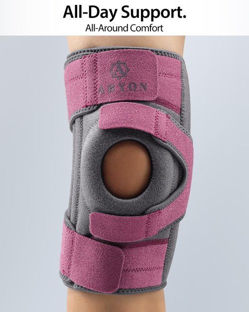 ABYON Knee Brace for Women & Men Meniscus Tear, ACL, Arthritis, Knee Support with Triple Side Stabilizers and Adjustable 360° Wraparound Strap for Maximum Knee Pain Support and Fast Recovery - Please Check How To Size Video