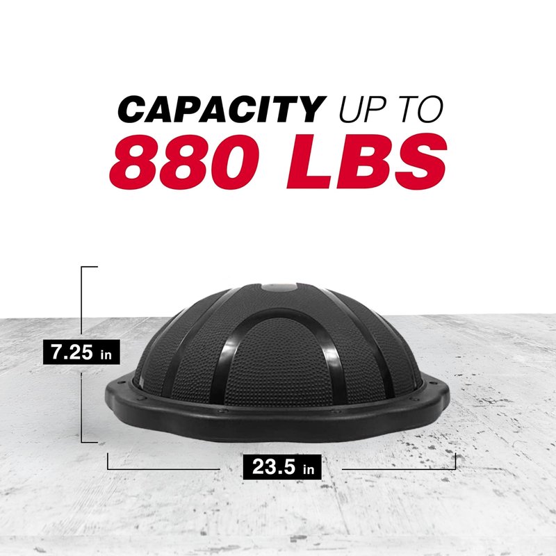 Yes4All 880LBS Half Ball Balance Trainer, Pilates Balance & Stability Ball for Exercises, Home Gym, Floor & Full Body Workouts, Matte Black