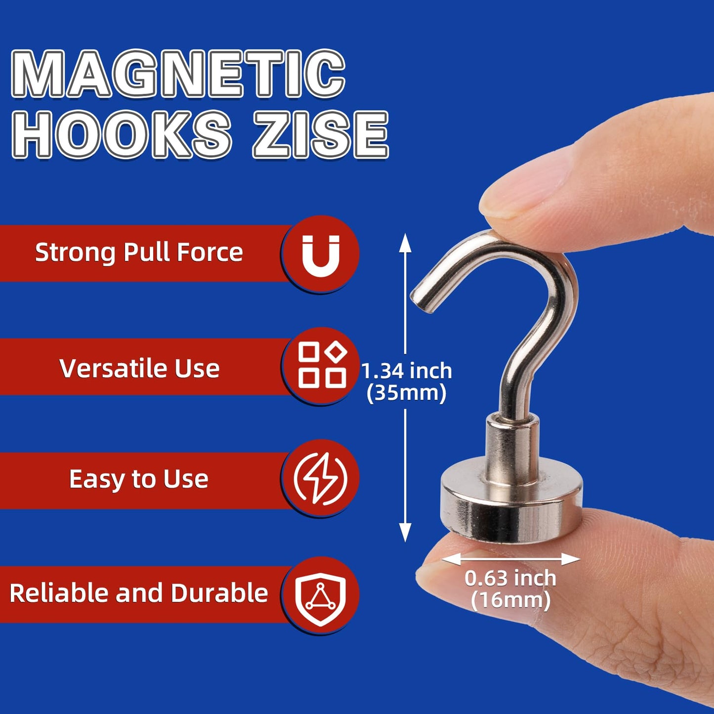 Junarter 20 Pack Magnetic Hooks, 30lbs Magnet Hooks for Cruise Cabins, Strong Magnetic Hooks Heavy Duty, Magnets with Hooks, Metal Magnetic Hook for Hanging, Hook Magnets for Classroom Decor, Grill