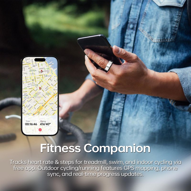 Naughtbaby FitElf 3 Pro Smart Ring Fitness Tracker, Health Sleep Tracker, Blood Pressure, Heart Rate and Oxygen Monitor Ring for Women/Men, IP68, No Subscription, 10-Day Battery Life (Silver 9)