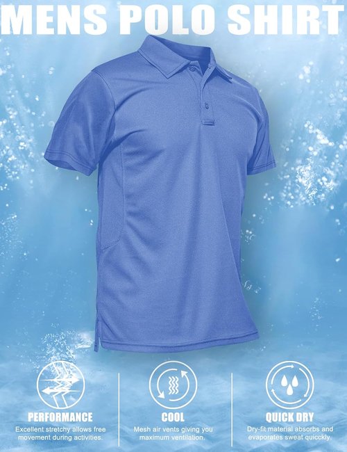 MAGCOMSEN Men's Quick-Dry Polo Shirt - Performance Tactical Short Sleeve Golf Jersey