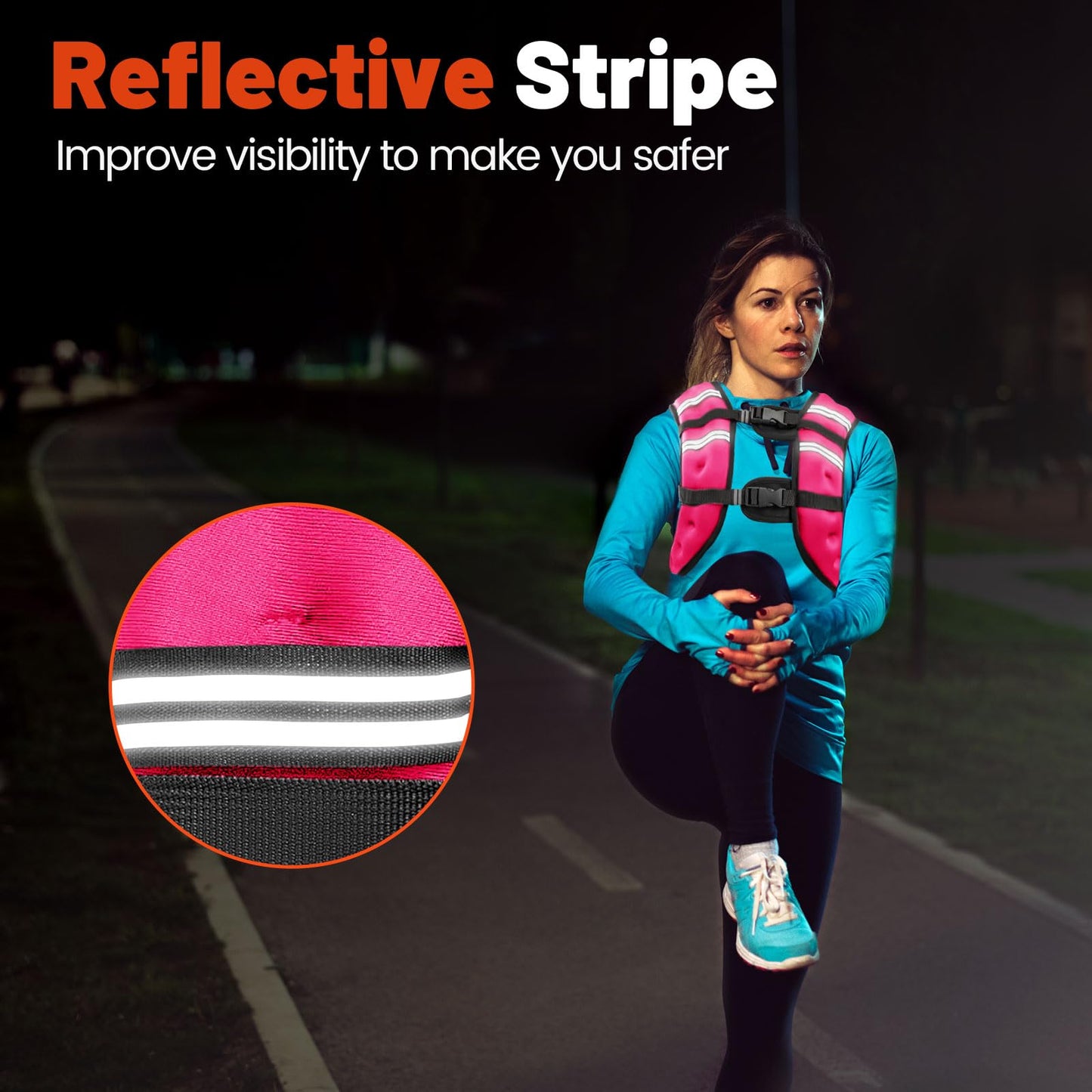Poudee Weighted Vest, 16LB Weight Vest for Men Women, Body Weight Vests Adjustable with Reflective Stripe for Strength Training, Running, Training Workout, Jogging, Walking - 16LB, PINK