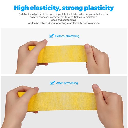 Bandage Wrap 8 Pack 2”x 5 Yards Self Adhesive Bandage Wrap Breathable Cohesive Bandage Wrap Rolls Athletic Elastic Self Adherent Wrap for Sports Injury,Wrist, Knee, Ankle Sprains and Swelling(Yellow)