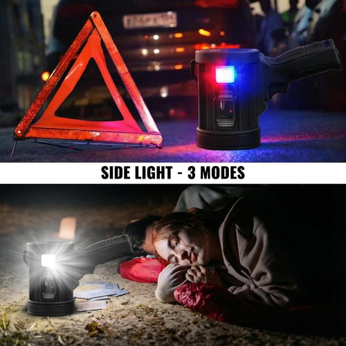 Sigoobal Rechargeable Spotlight,99,000 LM Super Bright Handheld Spot Light LED Flashlight High Lumens,Powered Spotlight Large Searchlight Outdoor with Solar Panels & COB Light for Boat Camping Hunting