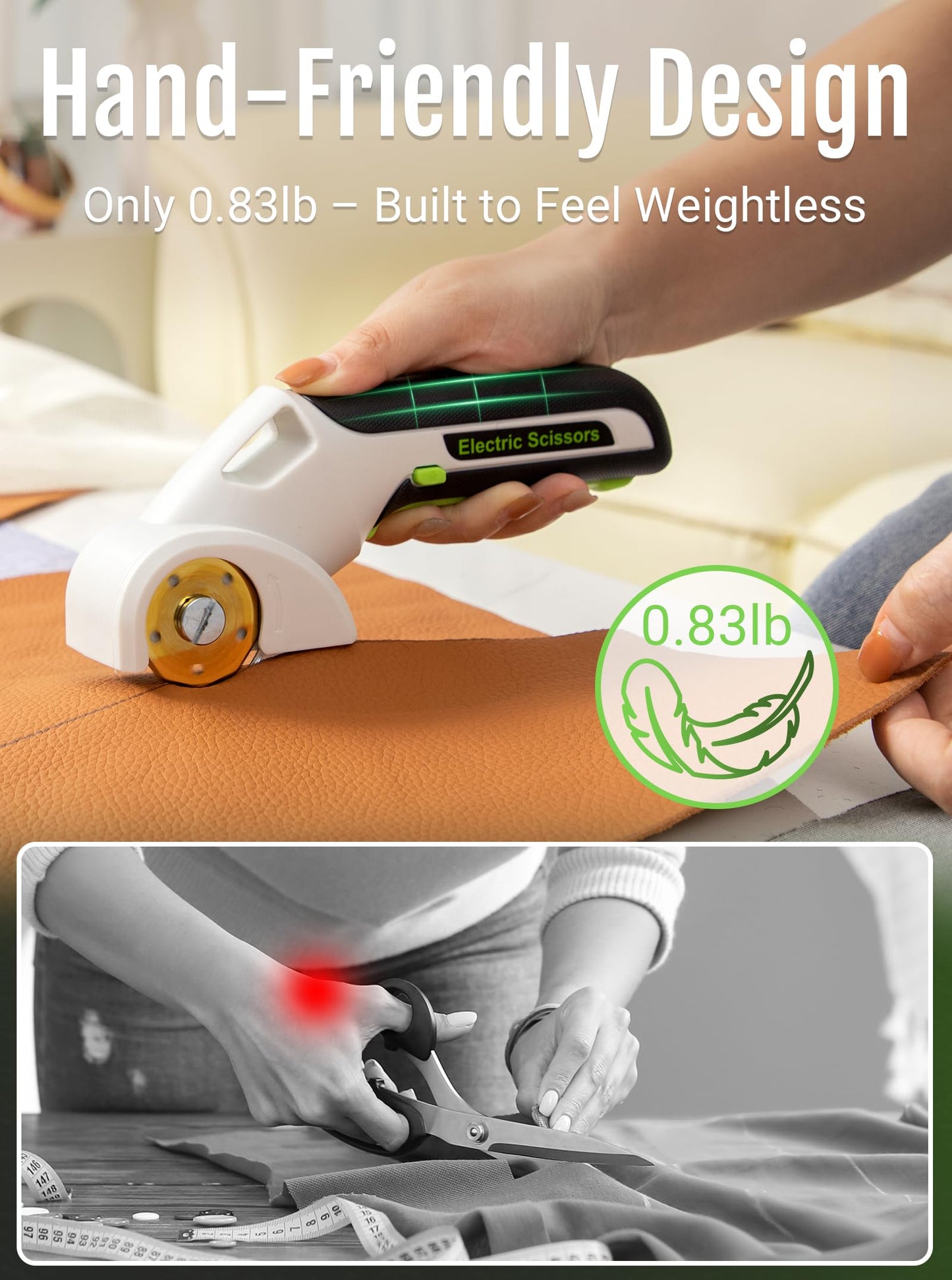 EXPEDMAN 2025 NEW 4V Cordless Electric Scissors Tools, Cardboard Cutter with 2 Titanium Blade Accessories, Safety Lock, Rotary Cutter for Cardboard, Gifts for Men&Women - Frost White