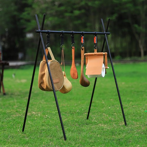 Alomejor Camping Hanging Rack, Lightweight Portable Tripod Storage Organizer, Outdoor Gear | for Hiking Backpacking Campers Enthusiasts