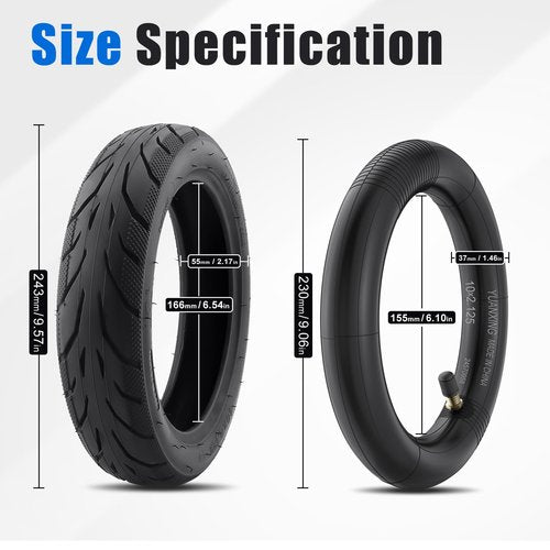 Amitor Scooter Tire Replacement, 10x2.125 Tire and Inner Tube Compatible with Ninebot by Segway Kickscooter F25/F30/F40/F65/D18W/D28U/D38U, Straight Valve Tube, Thickened Non-Slip Shockproof, 2 Set