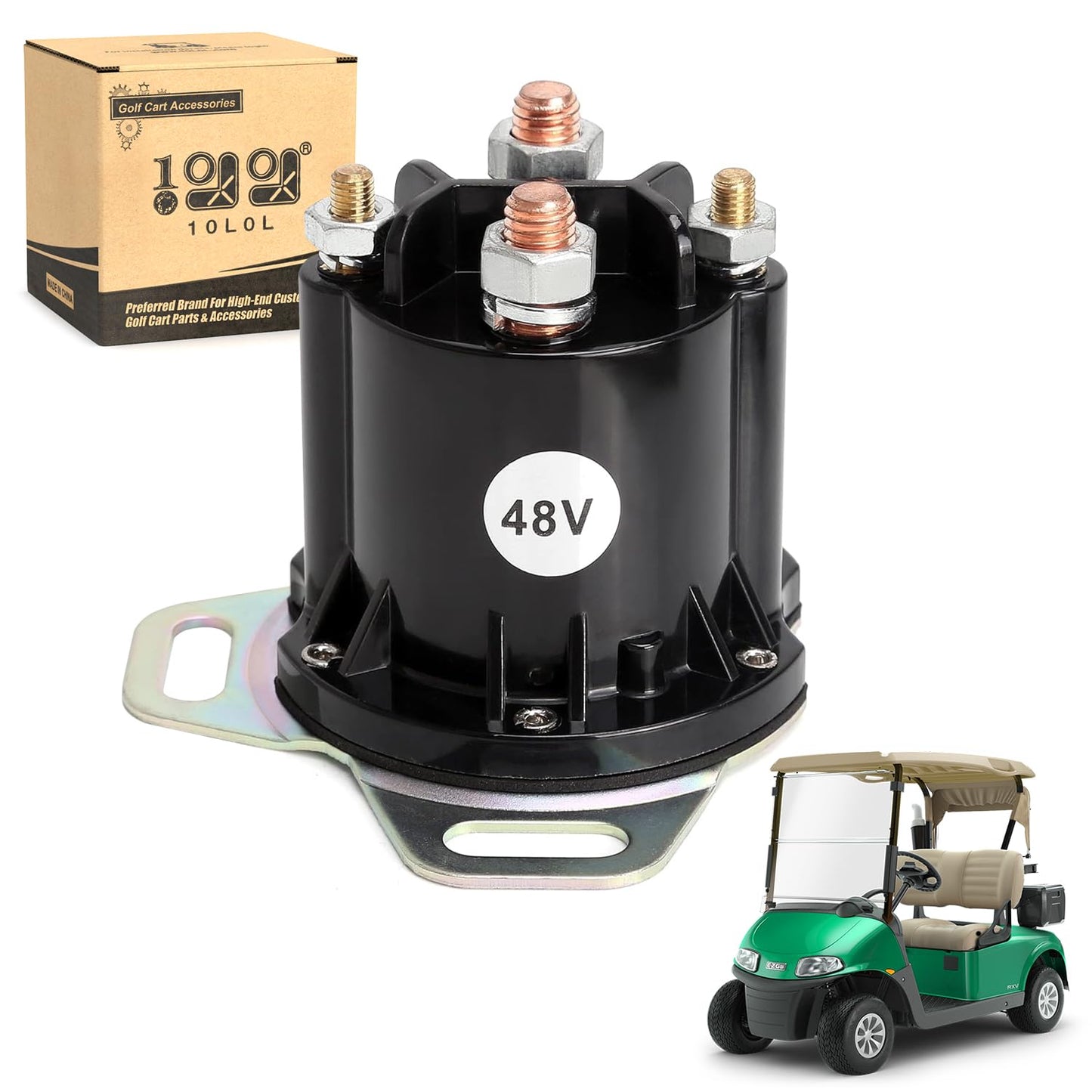 10L0L Golf Cart 48V Solenoid for EZGO RXV, 4 Terminal 150A, Replace OEM 624317, 649373