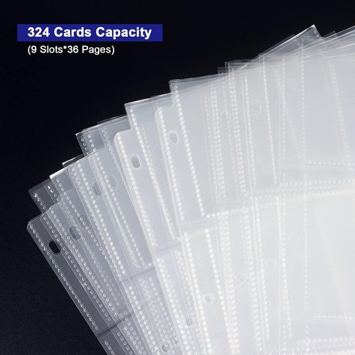 36 Pack Trading Card Sleeves by [Brand Name] - 9 Pocket Page Protectors for 324 Cards | Clear Sheets for 3 Ring Binders