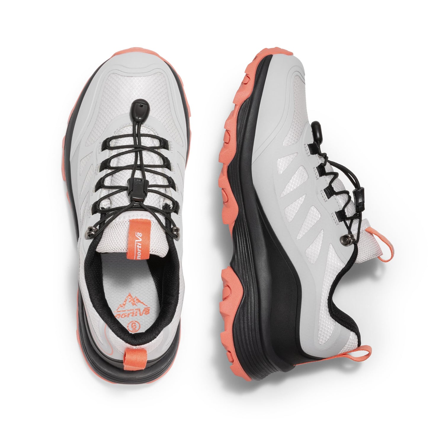 NORTIV 8 Women's Waterproof Hiking Shoes Quick Laces Outdoors Walking Trekking Camping Tennis Sneakers Canyon,Size 7.5,Grey Pink,SNHS241W