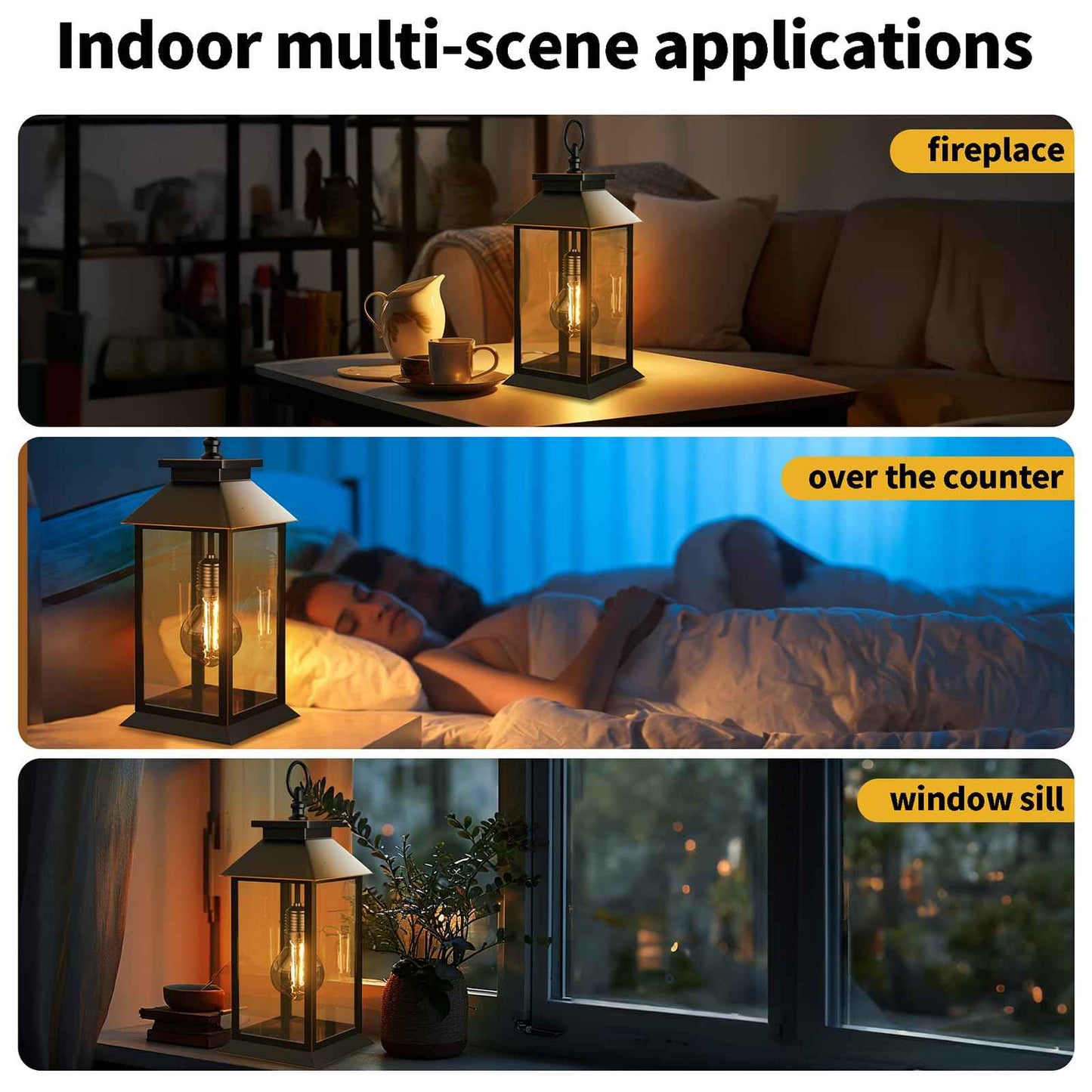 AYTPU 2 Pack Hanging Solar Lanterns Glass Solar Lights Outdoor Waterproof Upgraded Solar and 2 AA Batteries Powered, for Outside Porch, Patio and Indoor Tables, Mantelpiece