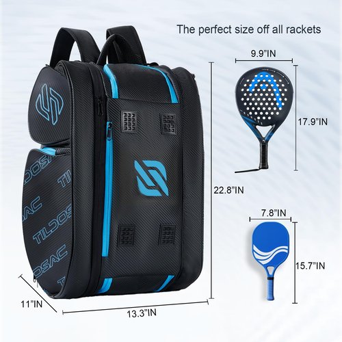 TILDOSAC 2-in-1Detachable Pickleball Bag for Women & Men|Tennis Bag with Aluminum Foil-Insulated Racket Compartment|Fits Pickleball/Badminton/Tennis/Padel Rackets (Black Blue)
