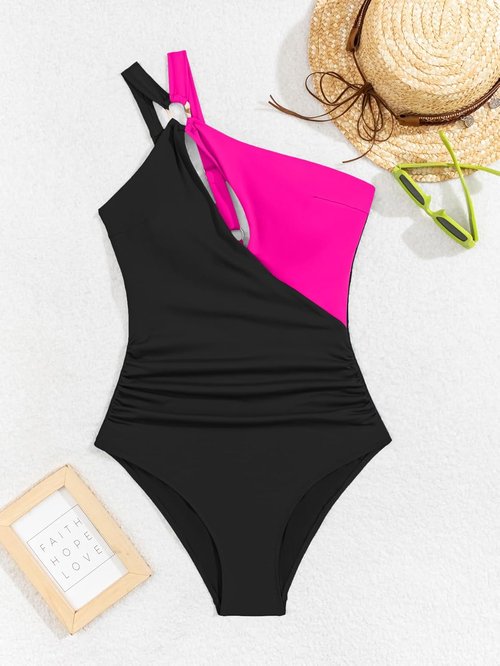 Aidonger One Shoulder Swimsuit - Cutout Tummy Control Bathing Suit for Women | Stylish Swimwear