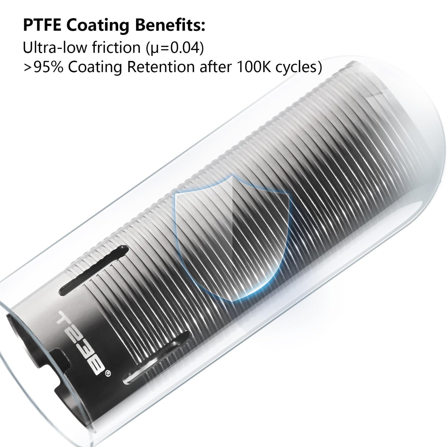 T238- AEG PTFE Coating Cylinder, Stainless Steel Cylinder Type for AEG/Gel Blasters Gearbox(80% air volumes)