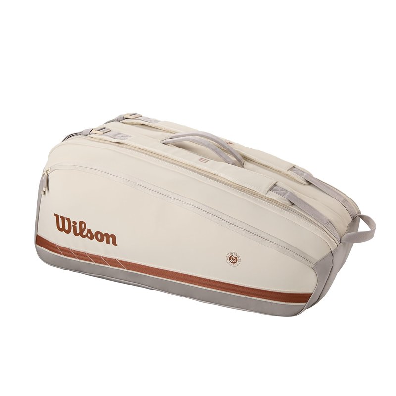 WILSON Roland-Garros 2025 Super Tour Tennis Racket Bag - Cream/Clay, Holds up to 9 Rackets