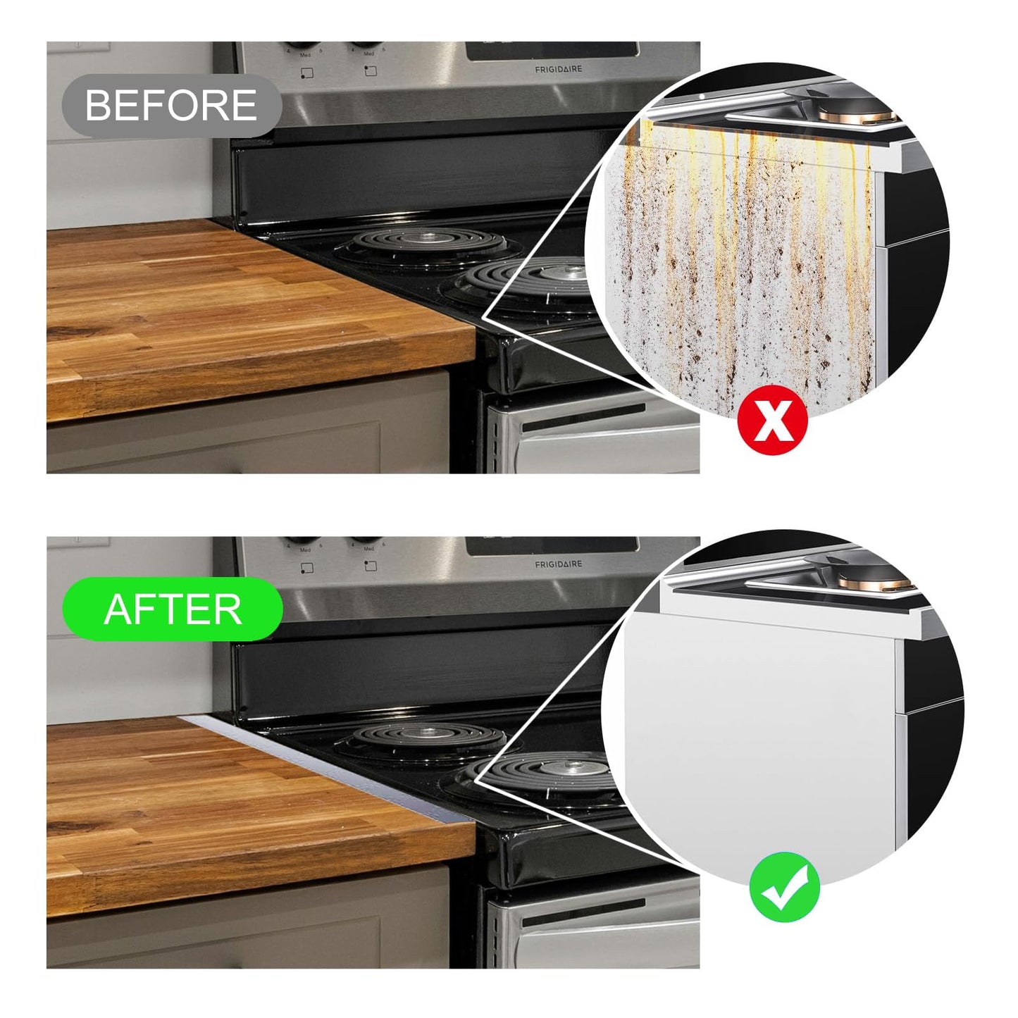 Stainless Steel Stove Gap Covers, Range Oven Gap Filler, Retractable Length 13.8" to 27.5", Counter Gap Guards Heat Resistant and Easy to Clean, 2PCS, Silver