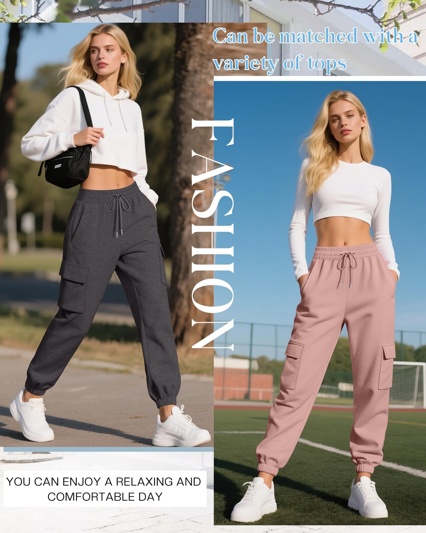 Neer 3 Pack Women's Cargo Sweatpants Joggers Pants Causal Gym Athletic Workout High Waist Bottom Y2k Fall Outfits with Pocket(Black, Dark Gray, Pink,Medium)