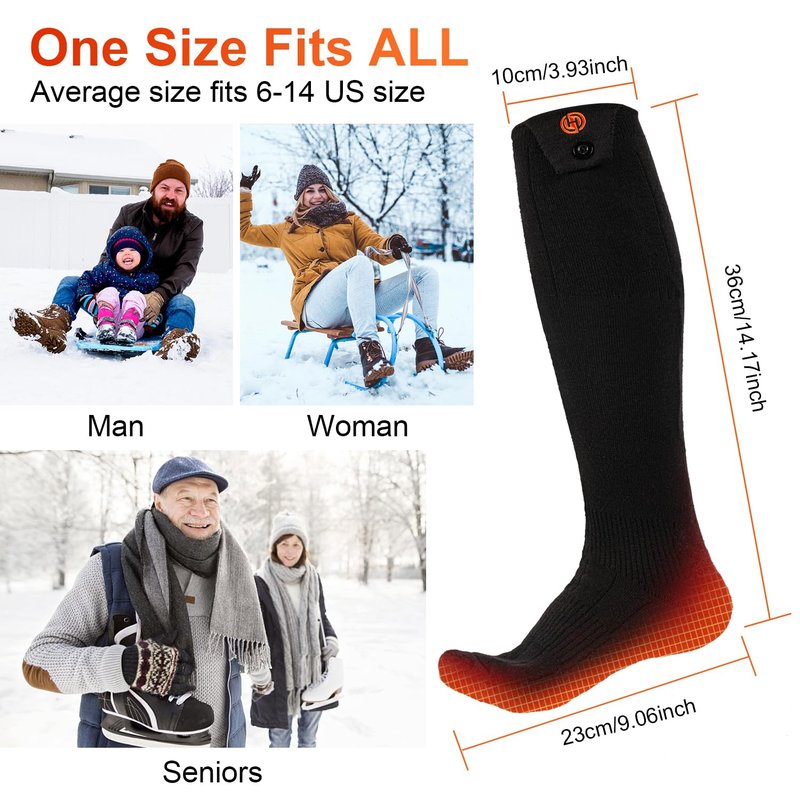 Heated Socks for Men Women APP Control Electric Heating Socks 8000mAh Rechargeable Battery Heate Thermal Socks for Winter Camping Fishing Cycling Skiing Hunting Hiking Black 2 Pair