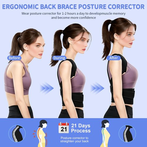 Callicebus Back Brace Posture Corrector for Women Men, Breathable Back Brace for Full Back Support, Adjustable Shoulder Straightener for Spinal Alignment, Hunched Back & Shoulder Pain Relief (Black)