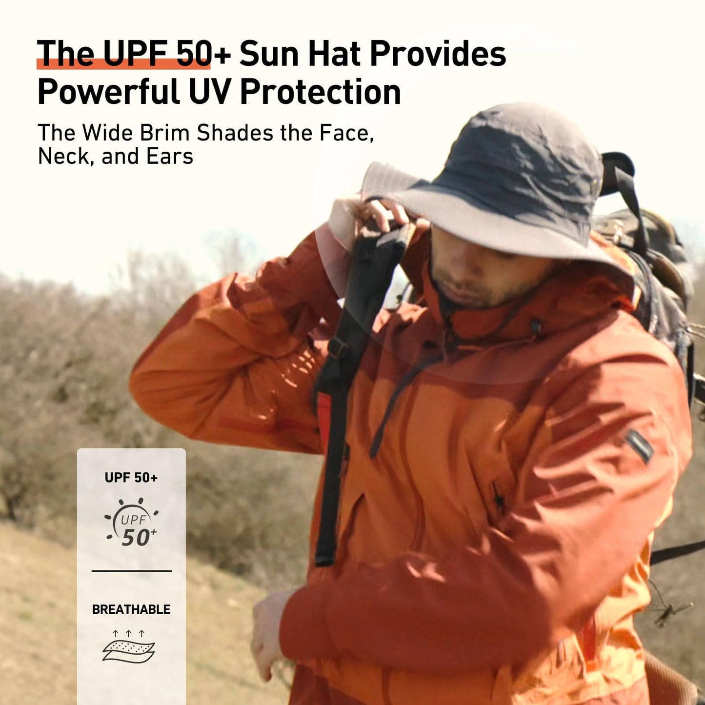 Comhats Waterproof UPF 50+ Sun Boonie Bucket Hat for Men, Grey Camo L/XL