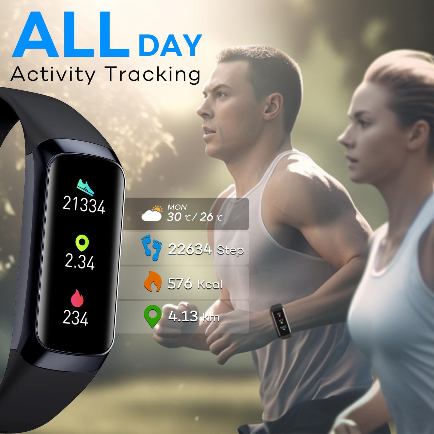Fitness Tracker Watch, Smart Watch with Blood Pressure Heart Rate Sleep IP67 Waterproof Health Watches Fitness Activity Tracker Step Calorie Counter Pedometer Watches for Android iOS Phone Men Women