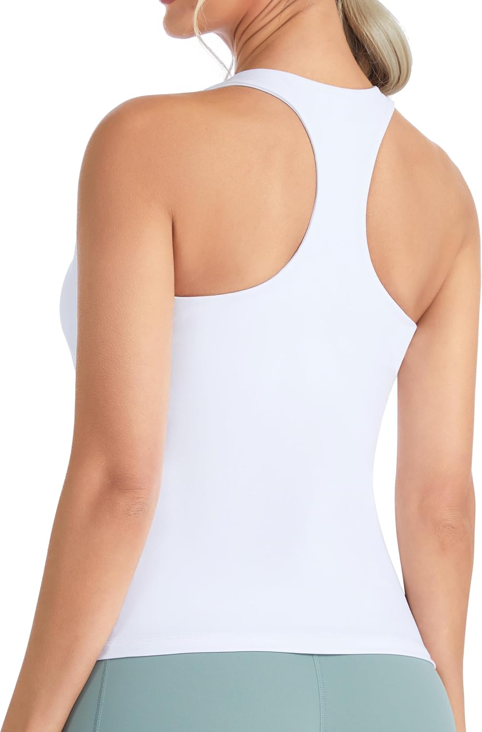 The Gym People Women's Longline Yoga Sports Bra - Racerback, Slim Fit, Padded Workout Top