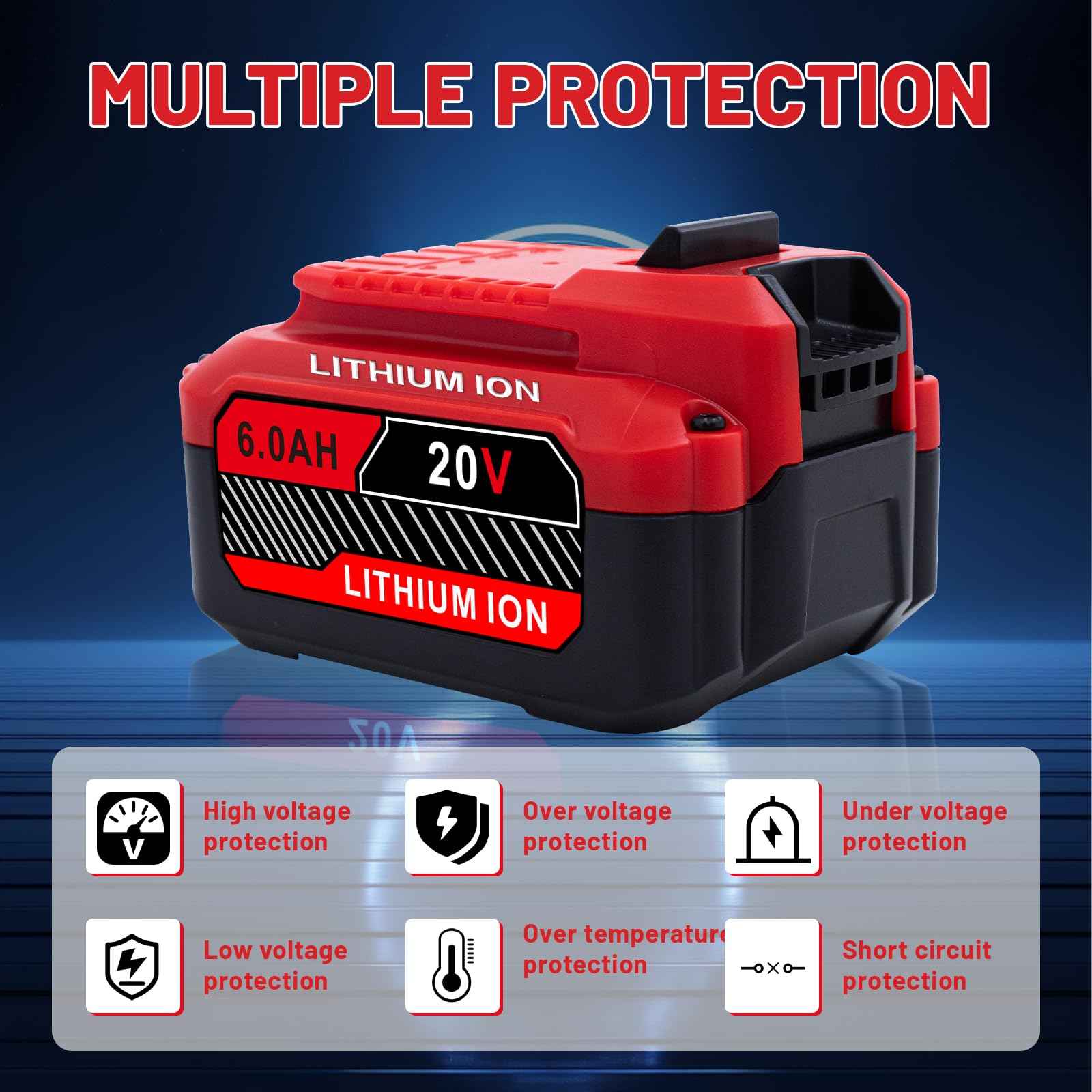 Ultraxxis Upgrade 2-Pack 6.0Ah Batteries Replacement for Craftsman 20V Battery Compatible with Craftsman CMCB205 CMCB204 CMCB206 CMCB202 CMCB201 20V Cordless Power Tools